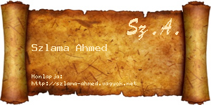 Szlama Ahmed névjegykártya